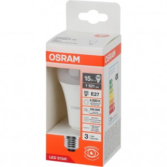 Лампа светодиодная OSRAM LEDSCLA150 15 Вт E27 A 4000 К 1521 Лм